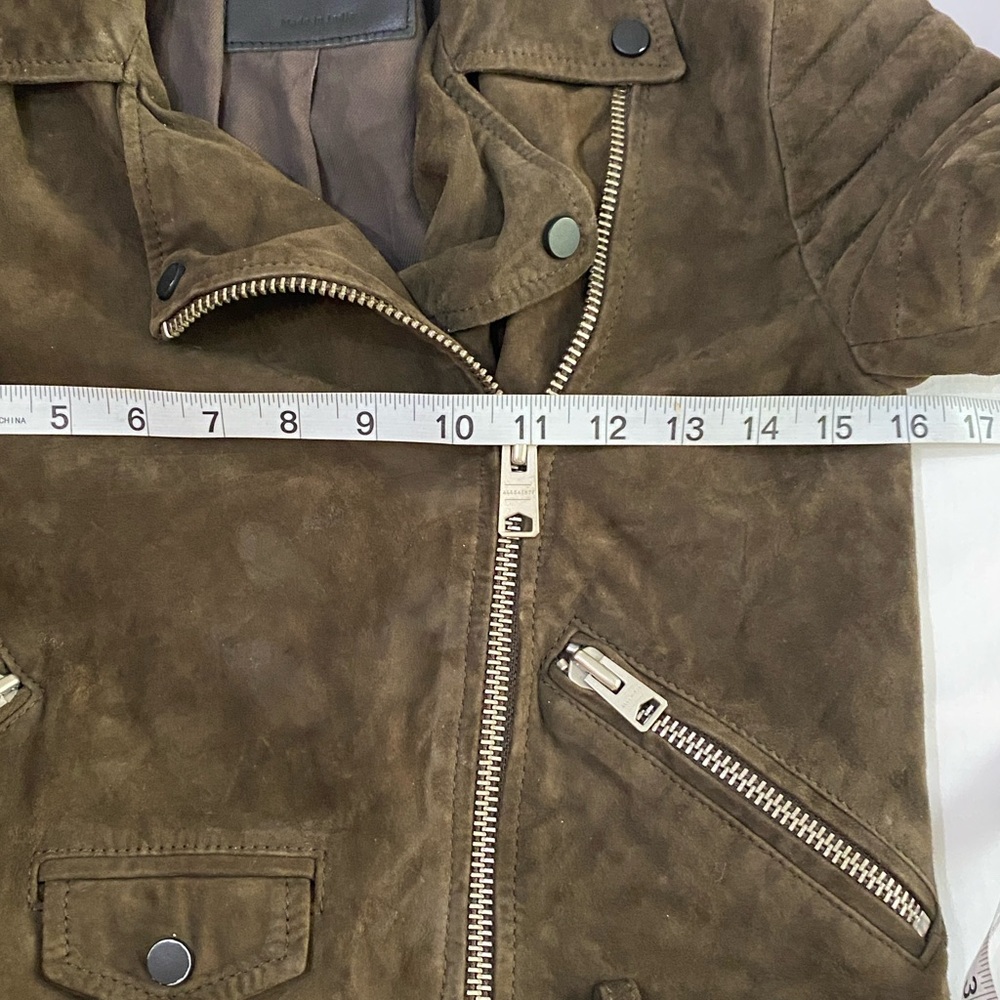 ALLSAINTS Hitchen Graphite Dark Brown 100% Goat Leather Suede Moto Jacket 2 - Picture 15 of 16